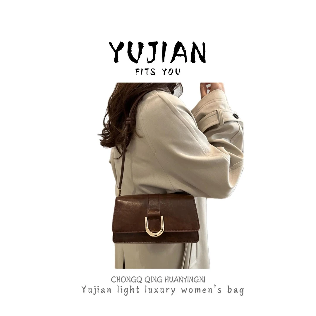 手工车缝线法式腋下包软皮凯莉包包盖式单肩款手提式