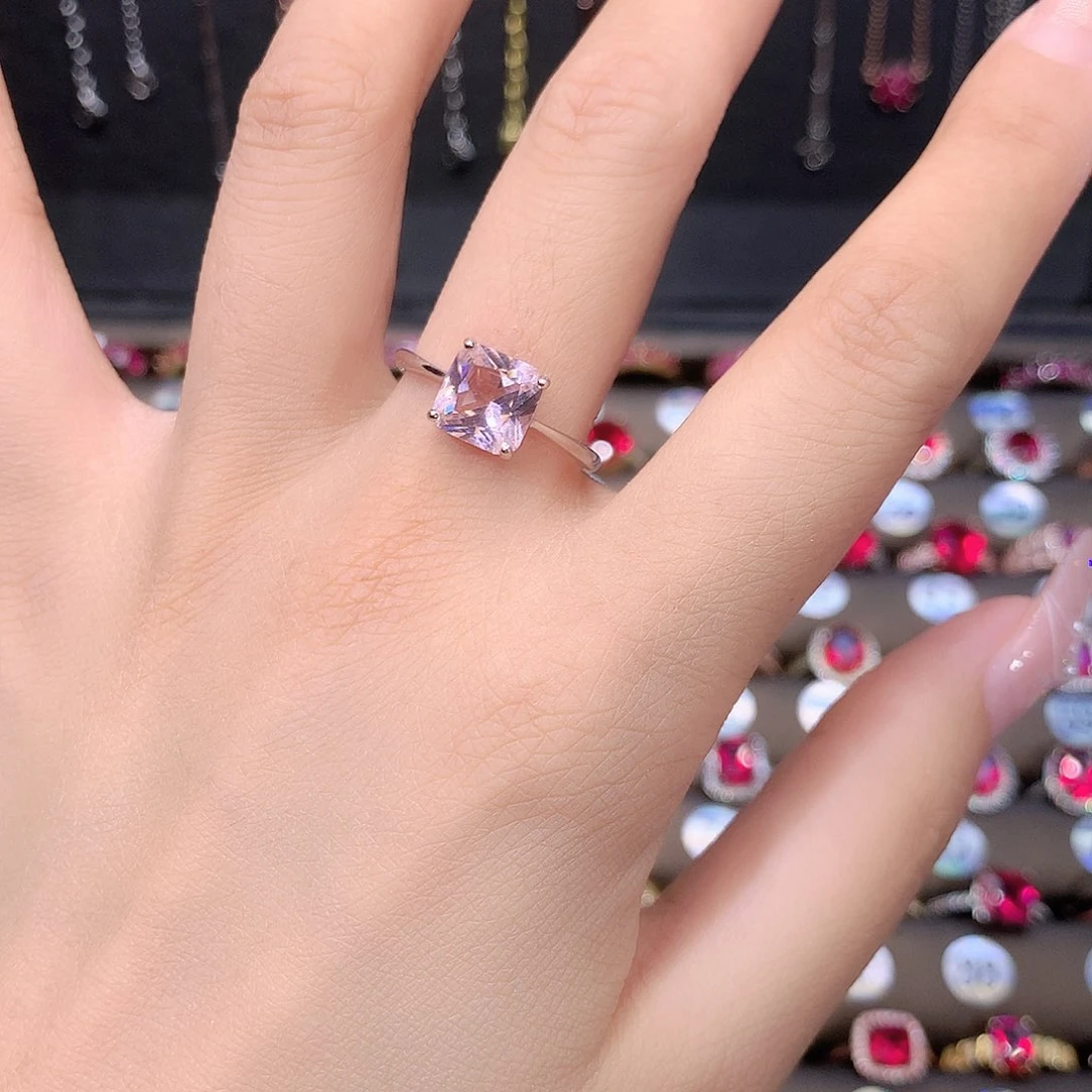 绿柱石戒指银S925镶嵌白8