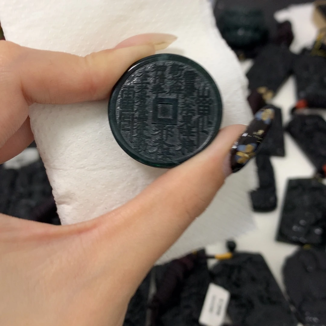 翡翠未镶嵌挂件天然缅甸a货钢琴黑挂件