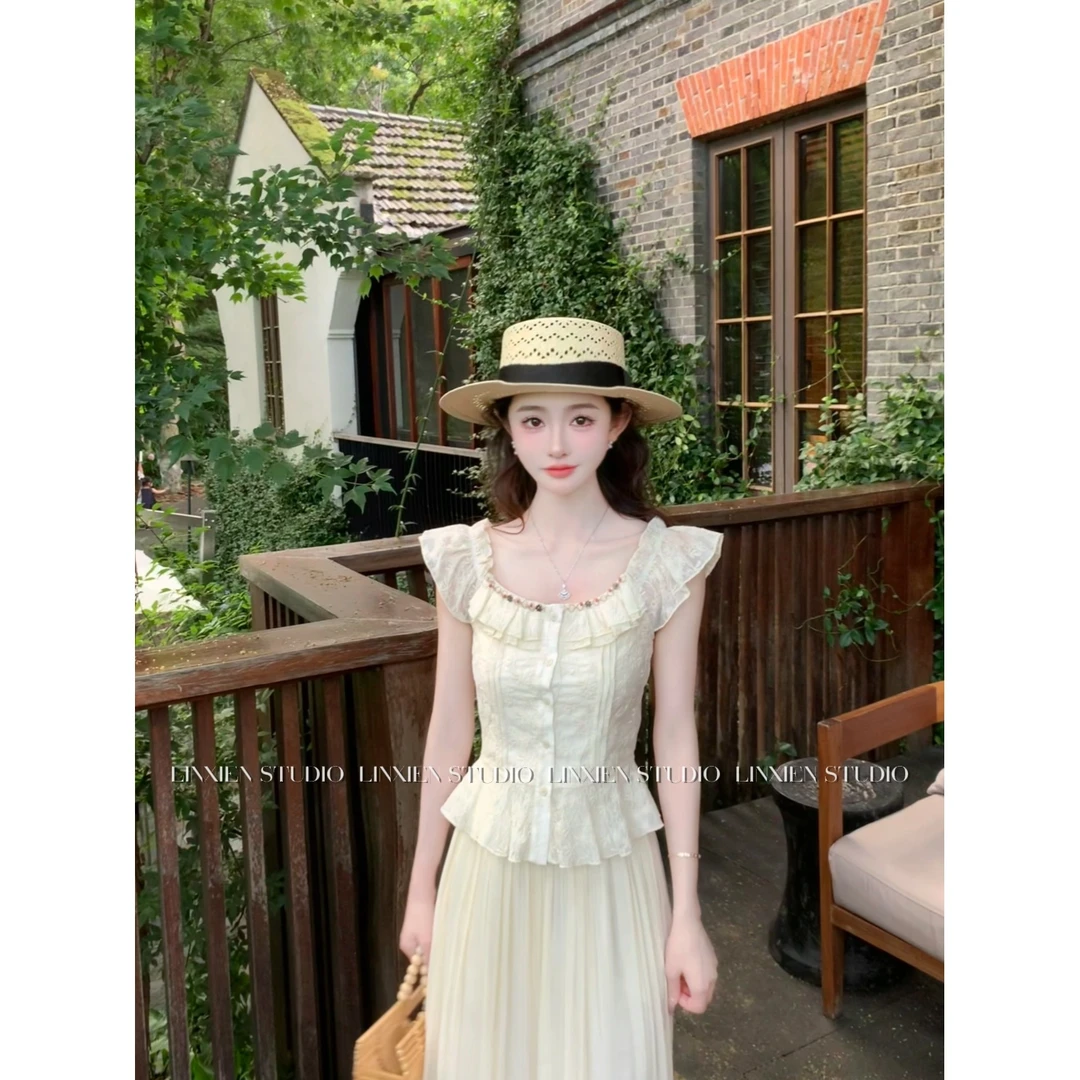 西恩定制●【记忆香氛】夏季洋气法式甜美温柔风刺绣上衣JJX5SY5545