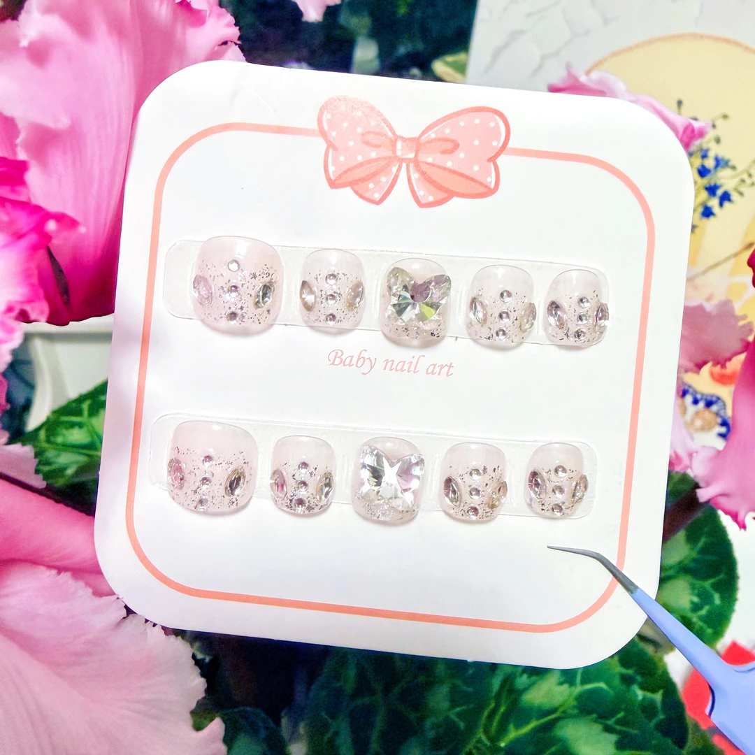 【蝴蝶精灵】2025新款卡通穿戴甲片小女孩果冻胶可拆卸美甲