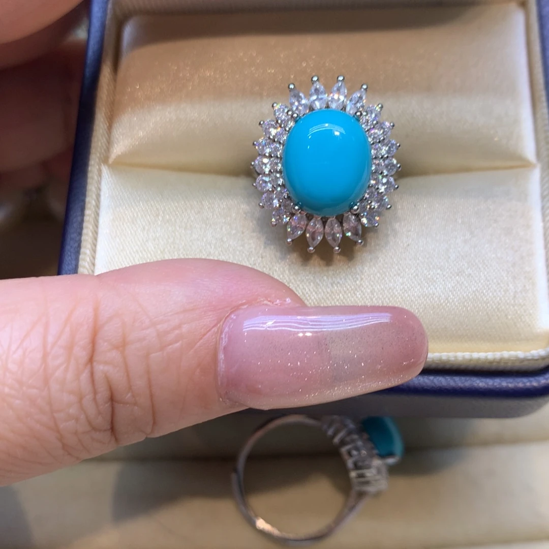 银S925镶嵌绿松石戒指