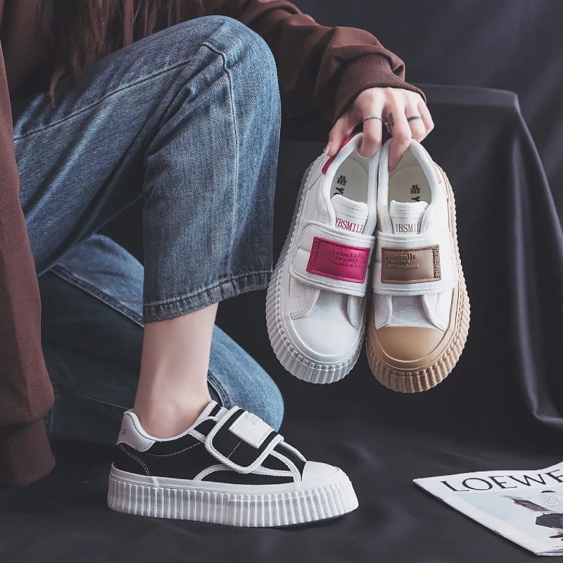 【Xin】魔术贴百搭女鞋春夏板鞋休闲帆布鞋学生2025新款小白鞋女