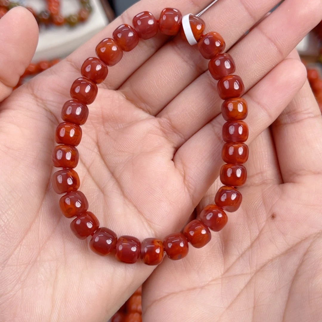 南红玛瑙未镶嵌瓦西牛血红老型单圈8mm