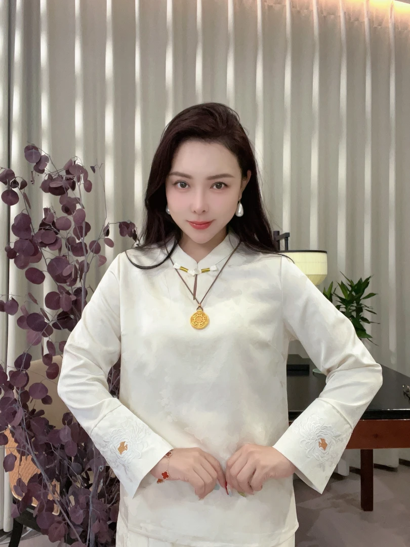 易文 ·YW 【荣华】早秋新款织锦提花小衫气质优雅刺绣女新中式