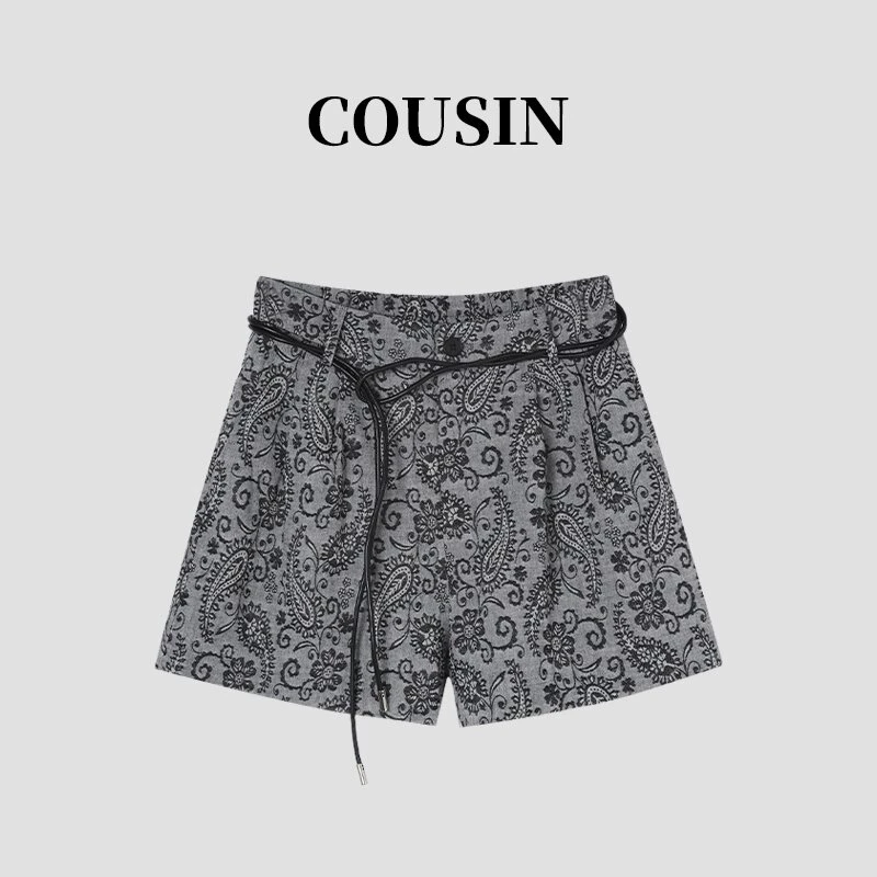 D.cousin  夏季新款腰果花设计感短裤女  7026