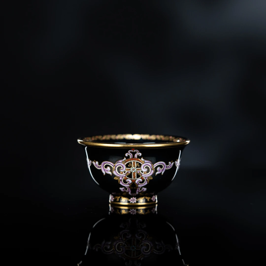 溢珍堂 黑金紫符小压手杯 60cc瓷器茶周边茶具