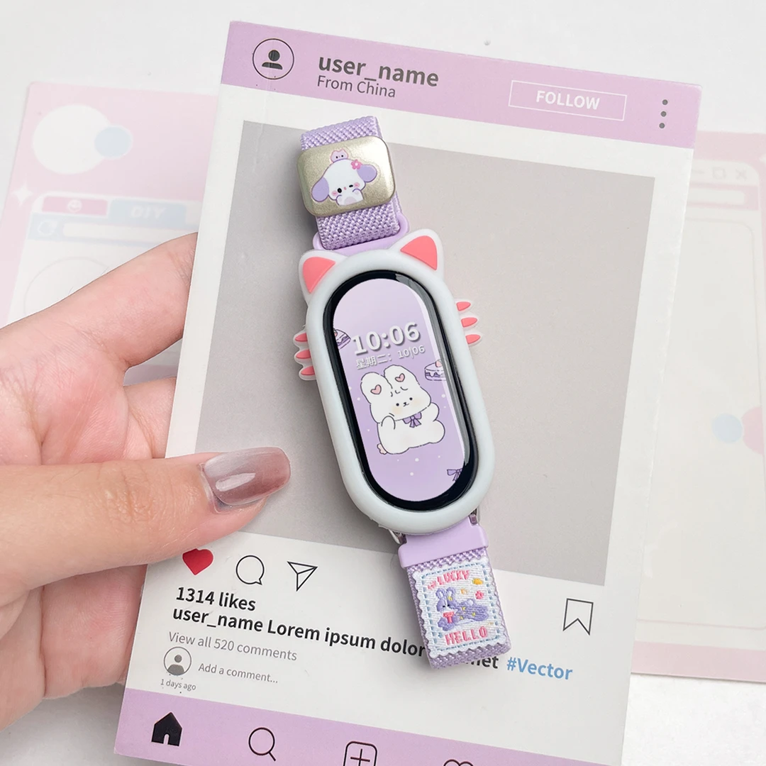 适用于小米手环10表带9/8小兔磁吸金属扣弹力带回环7/6NFC版腕带