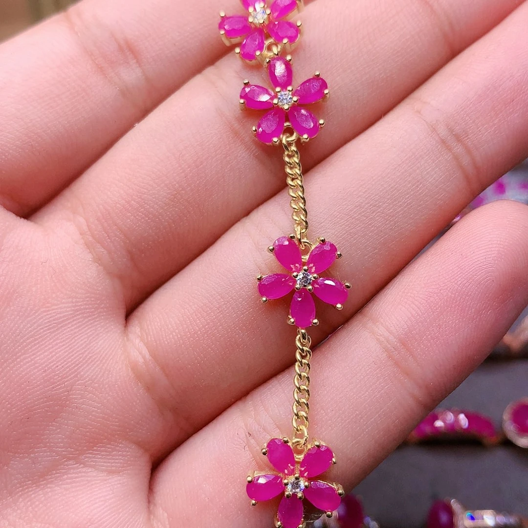 红宝石手链银S925镶嵌