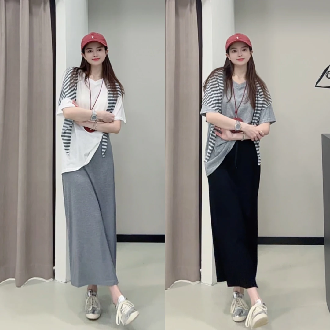 【ZMMY严选私服】夏季新款V领短袖+半身裙+披肩三件套套装K5061501