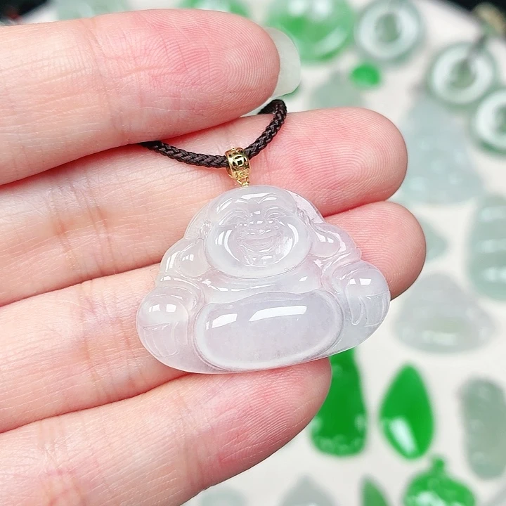 翡翠18K金镶嵌颈饰缅甸天然A货翡翠