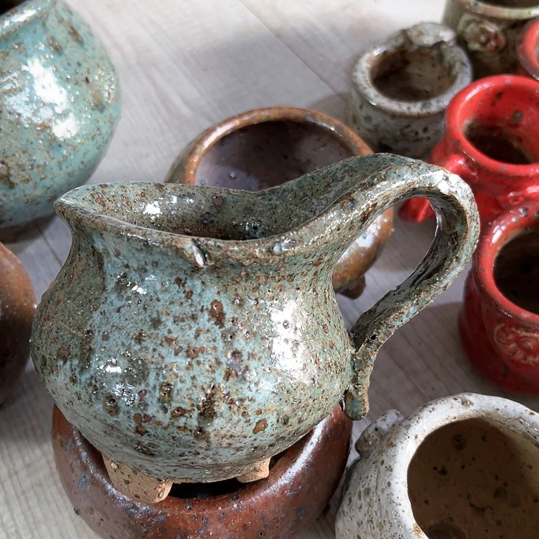 泥塑古镇炻陶花盆