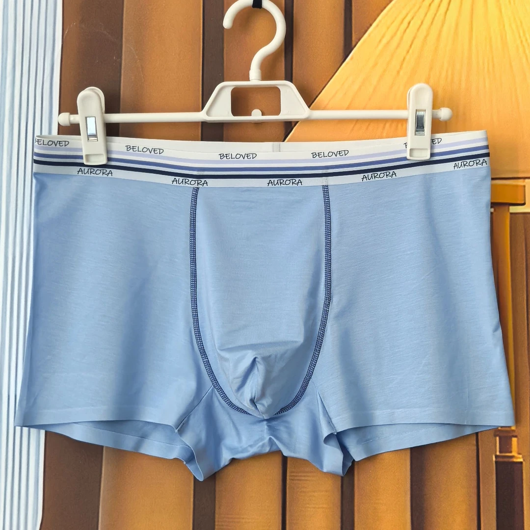 无痕中腰莫代尔夏季男内裤桑蚕丝内裆抗菌透气舒适纯色平角内裤