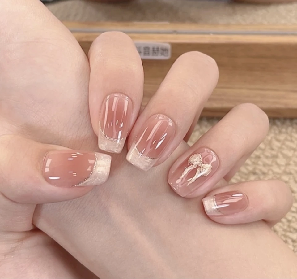 【金玉腰】秋冬新款溜边法式千金纯手工美甲高级感美甲片穿戴甲甲片