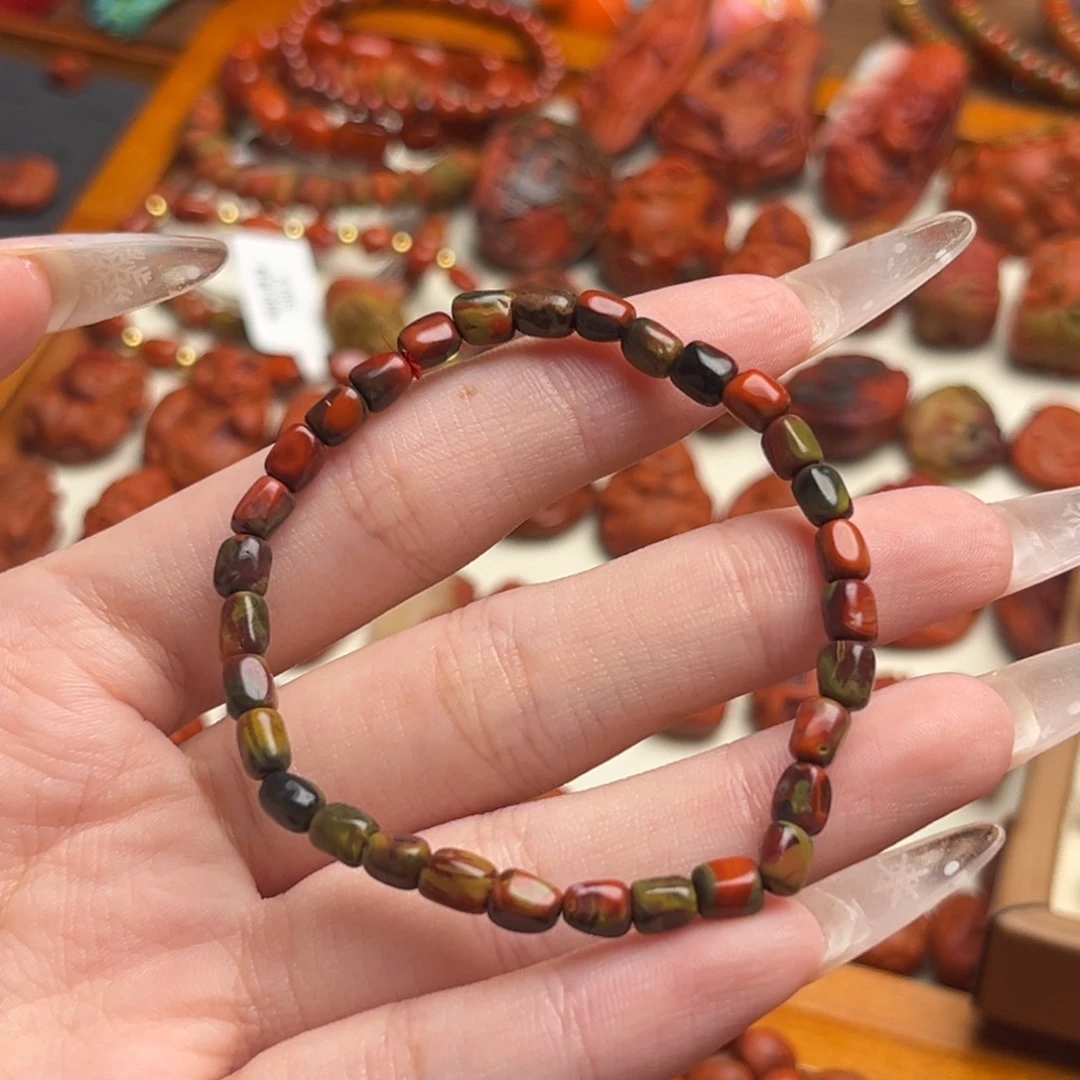 南红玛瑙未镶嵌38上村彩浆手串4+