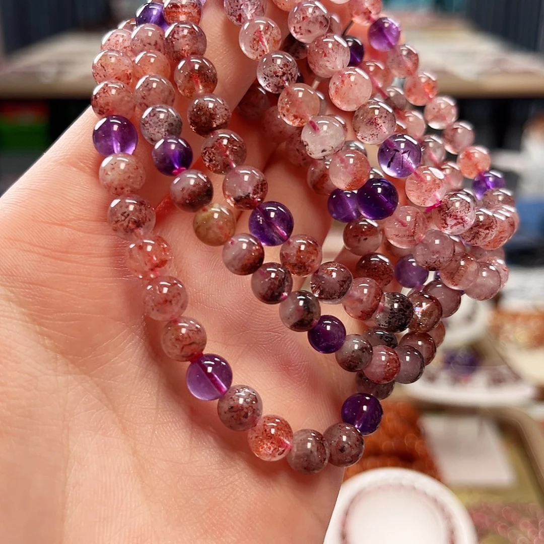 手串水晶未镶嵌桃花醉6mm（多样式发货）