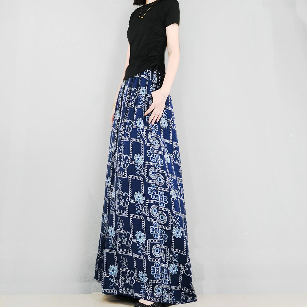 焕小沫大码时尚印花垂感阔腿裤春夏新款高腰显瘦休闲裤长款女裤子