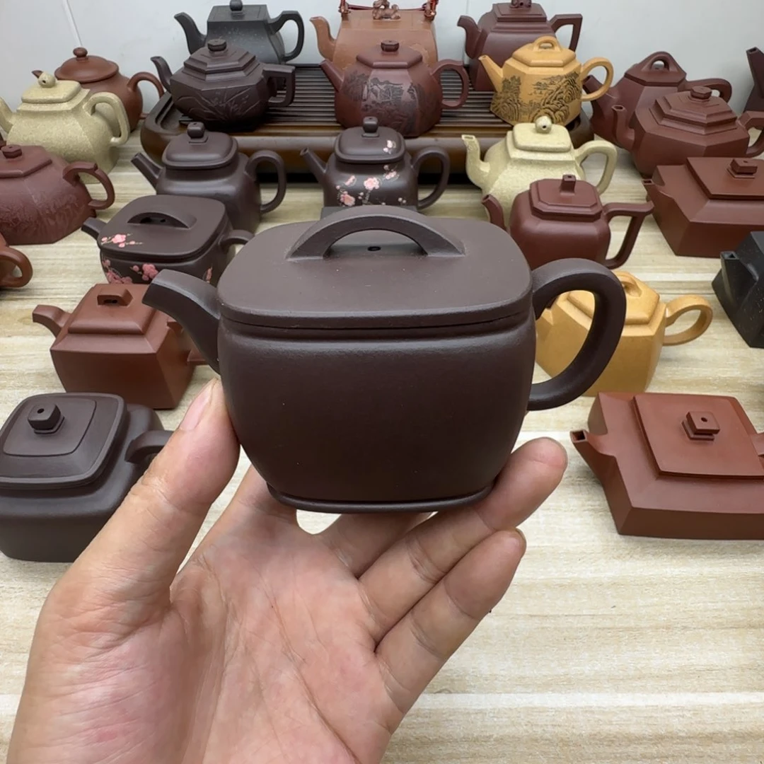 紫泥壶精**期半手工。紫泥。四方汉瓦180毫升