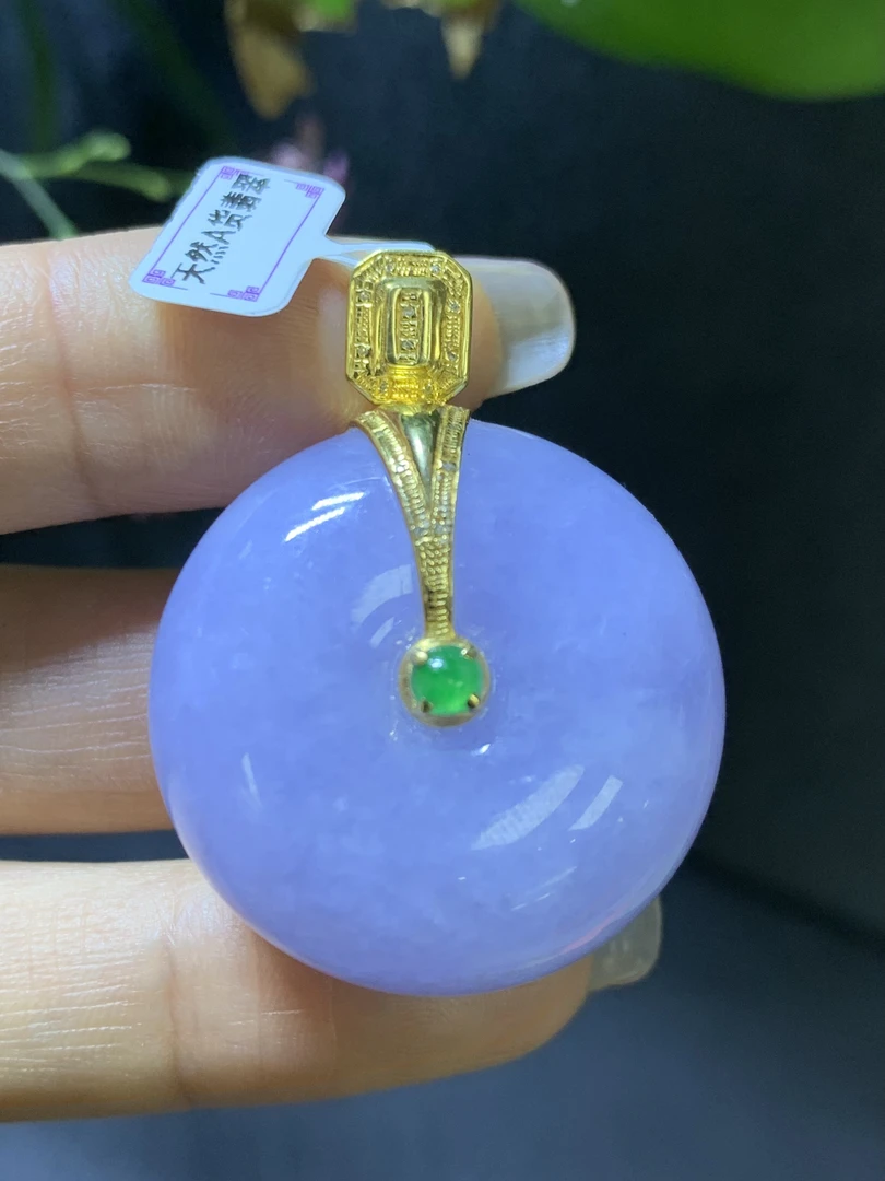 紫平安扣吊坠 天然翡翠A货尺寸：29*15.8mmLLZ1.3