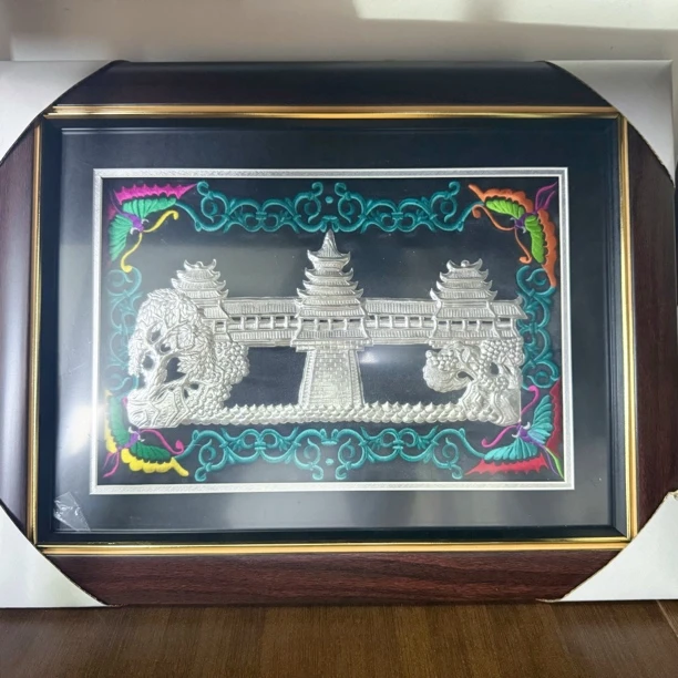 黔韵银绣足银银画装饰品35×45