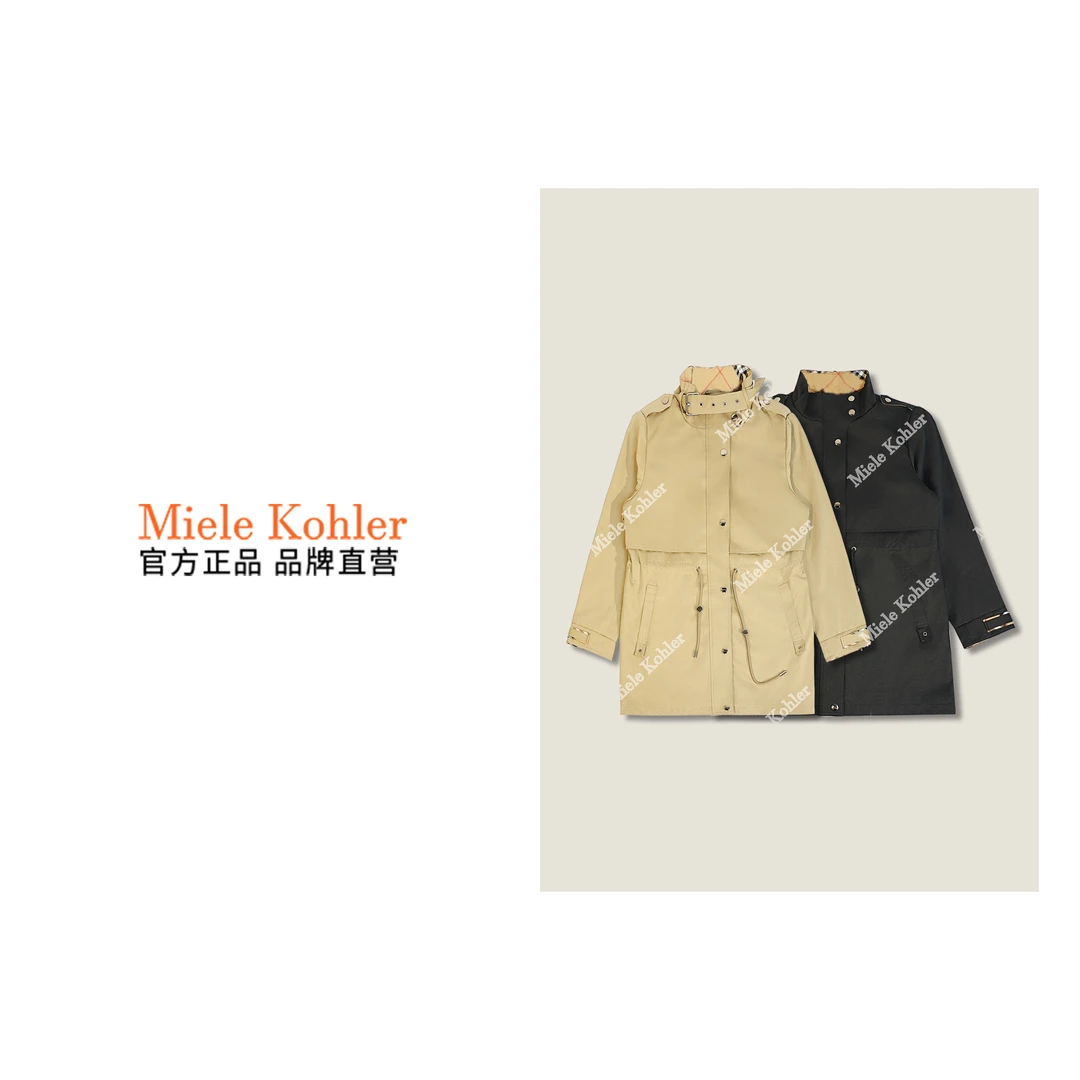 MieleKohler新款时尚英伦风经典女拉链立领风衣外套MKOMB52024