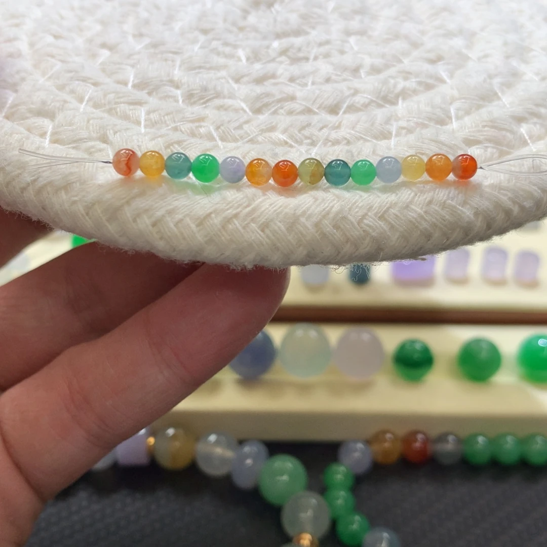 定制翡翠未镶嵌七色彩虹一组