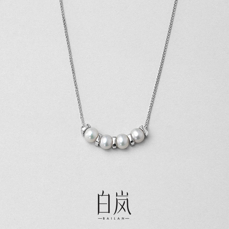 白岚间珠珍珠项链女秋冬S925银新款轻奢小众设计感坠链XL2774