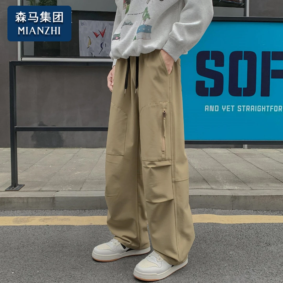 棉致美式工装伞兵裤男士高街潮牌宽松休闲裤子秋冬季直筒运动男裤