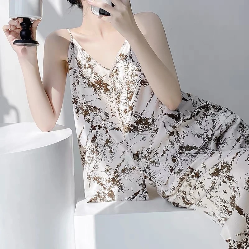 新中式国风睡衣女夏季高级感新中式国风家居服套装薄款