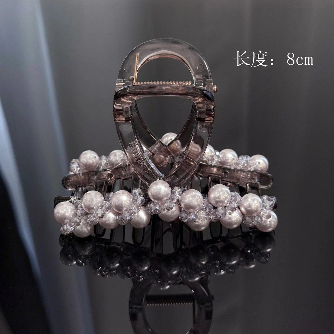 BAOSHATI/宝莎缇F-361超闪紫色满钻珍珠抓夹8CM