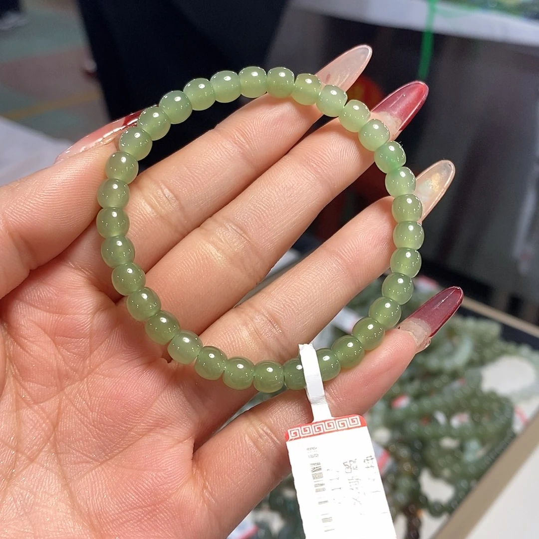 和田玉高冰晴水直切6mm未镶嵌