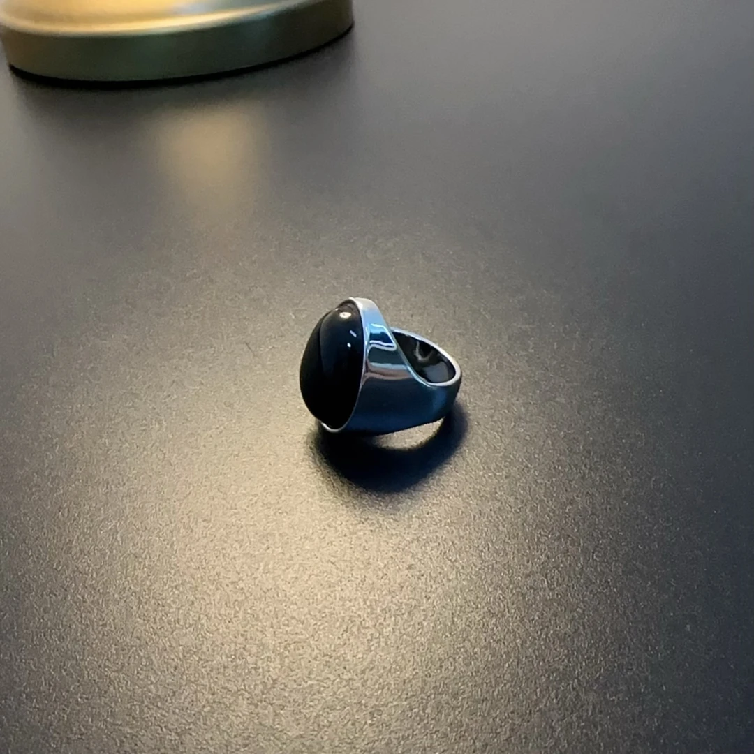 钛钢陶瓷戒指 简约黑色大戒指时尚金属感指环RICus 0293