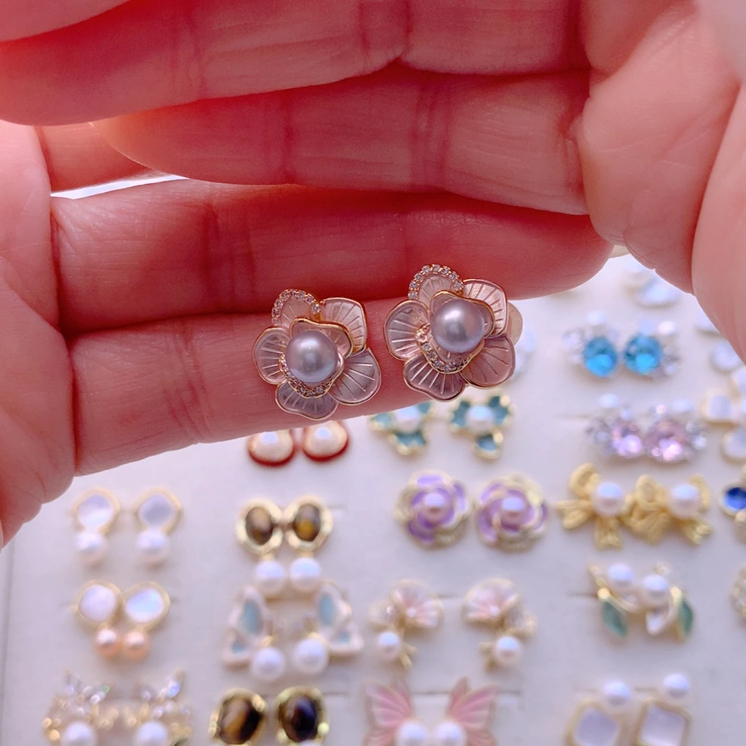 合金淡水珍珠耳饰