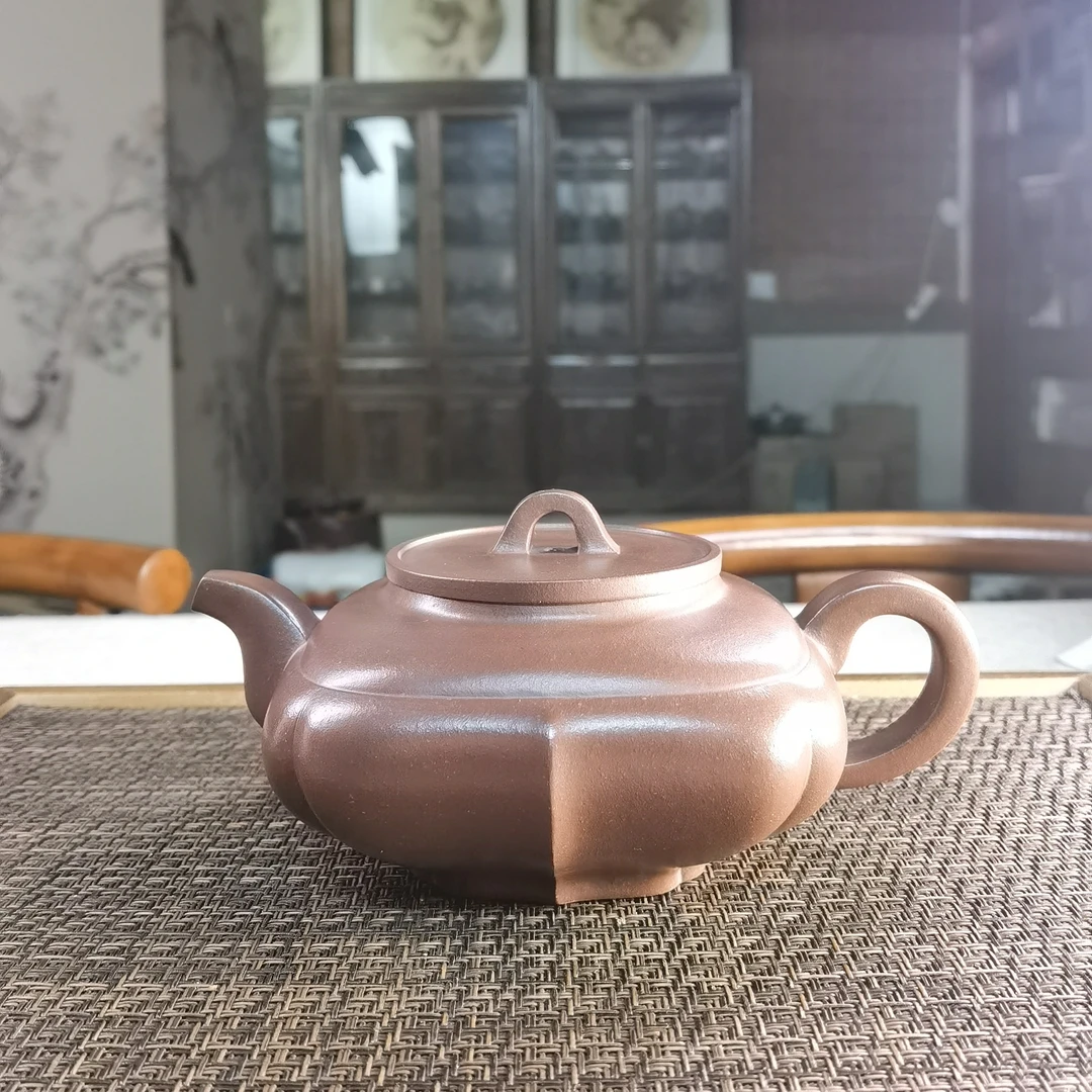 御器紫砂 四方凌花  380ml 紫泥 宜兴紫砂传承经典器