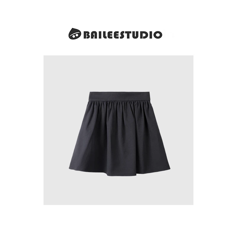 【柏栗良品】2025春夏新品~简约纯色百搭百褶半身裙17434