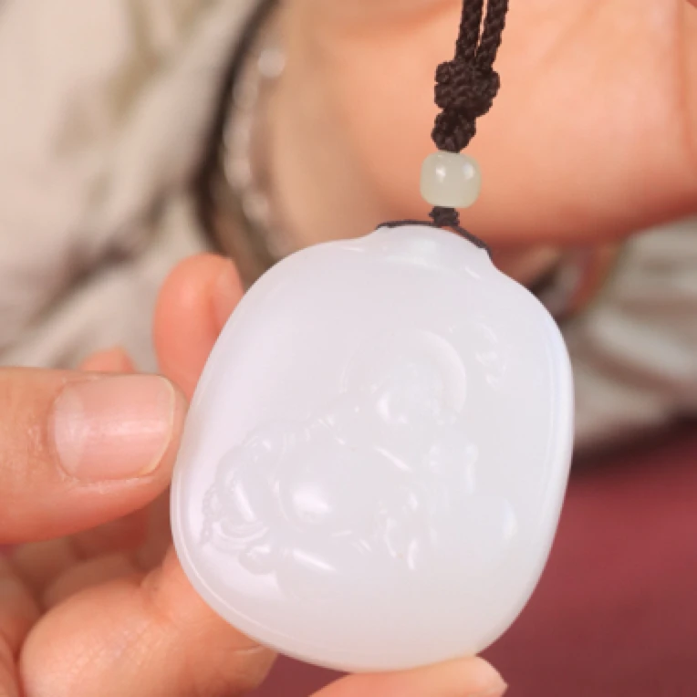 1932620玉美人小程新疆和田玉羊脂白玉福佛相伴挂件