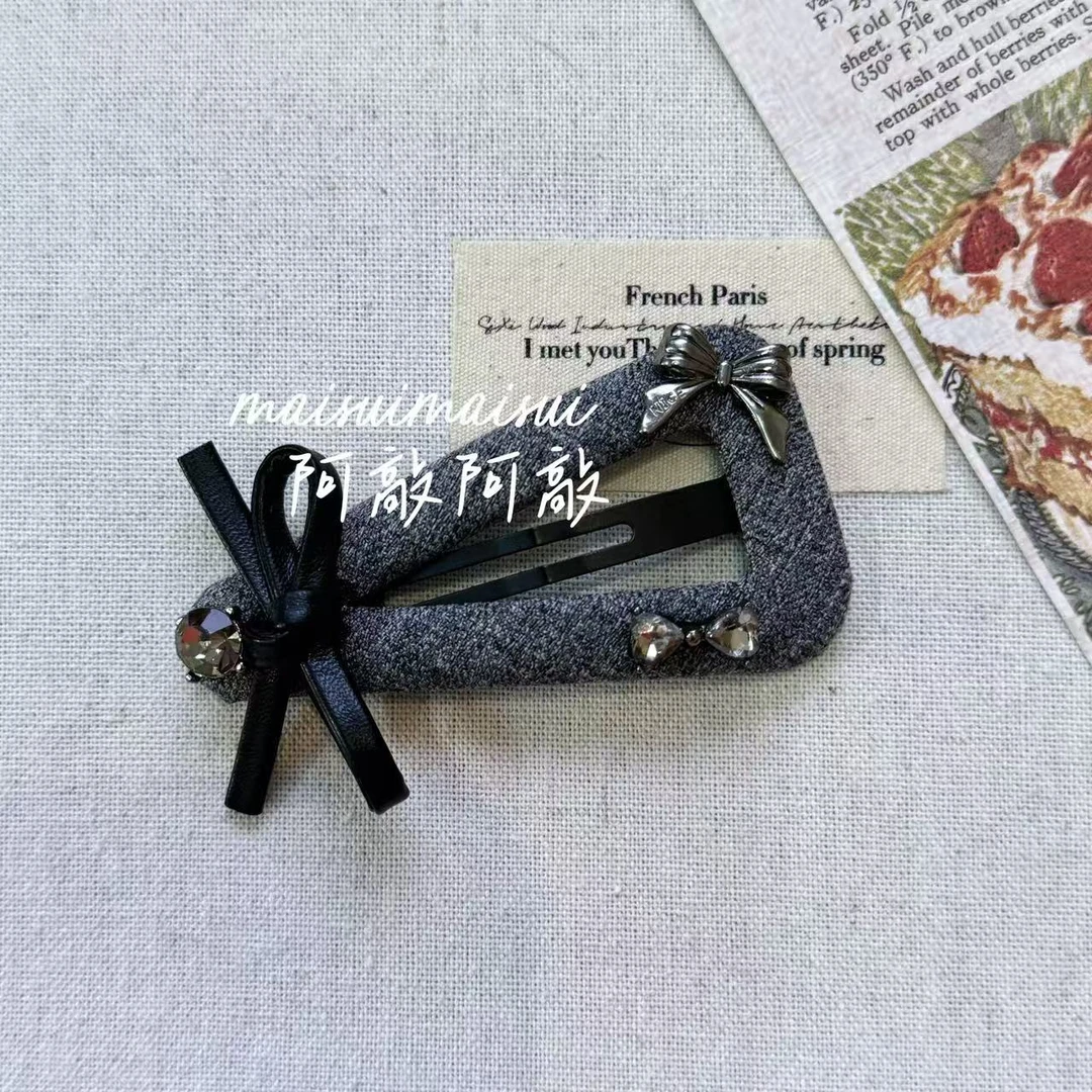 【阿敲】A2238~灰色蝴蝶结款三角款掰掰夹头饰发饰女-麦穗头饰