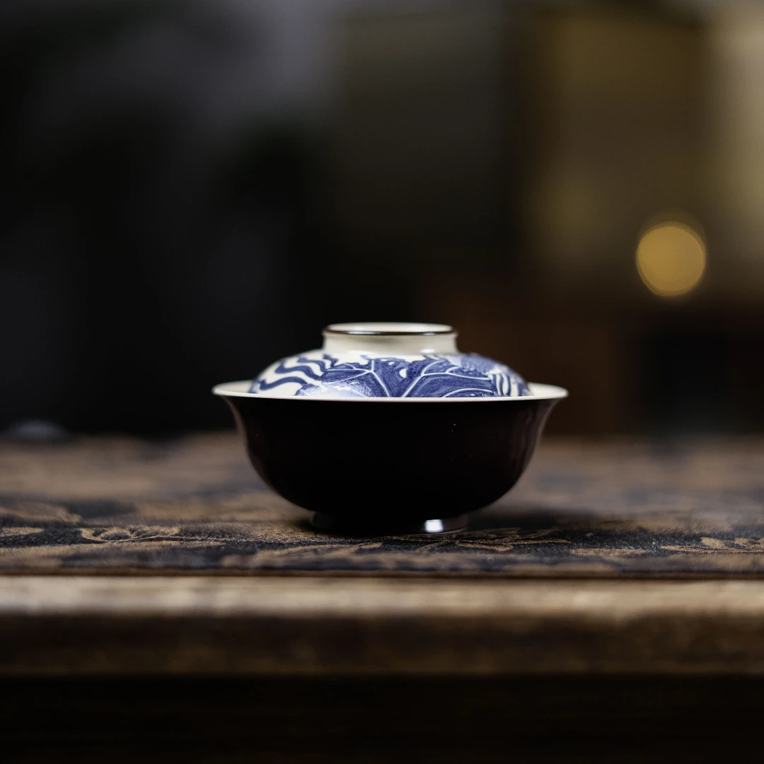 荷花鳜鱼盖碗,80CC（ZX-0372）