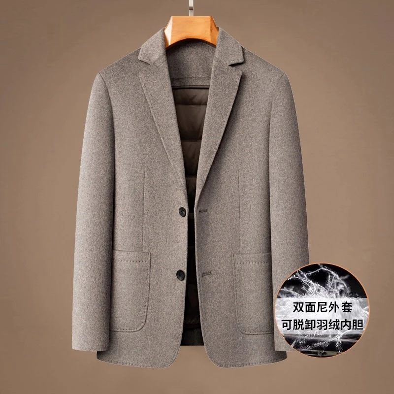 BALEYSWO男士加厚西装外套2025新款商务休闲单西男羊毛呢中年西服