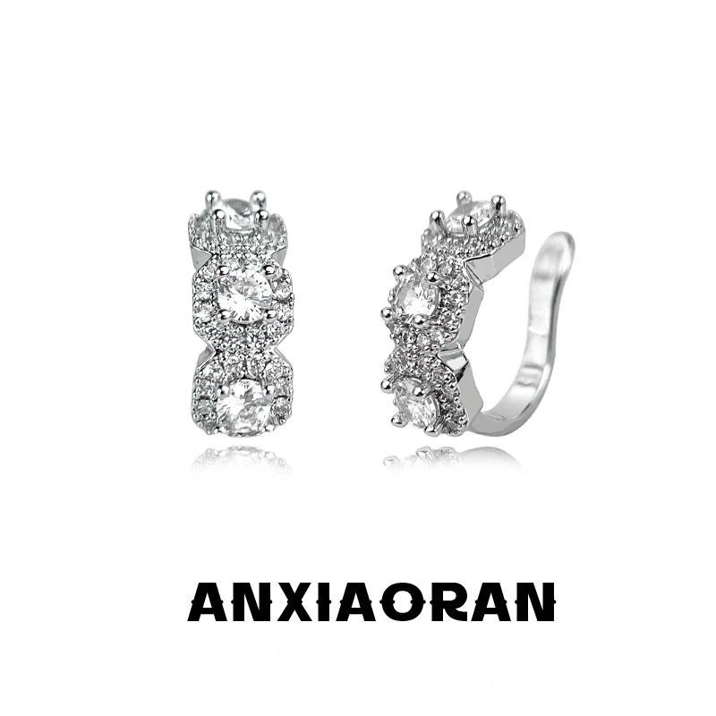 铜合金合成锆石耳饰 无耳洞耳夹耳骨夹冰糖欧美耳环个性耳钉男女