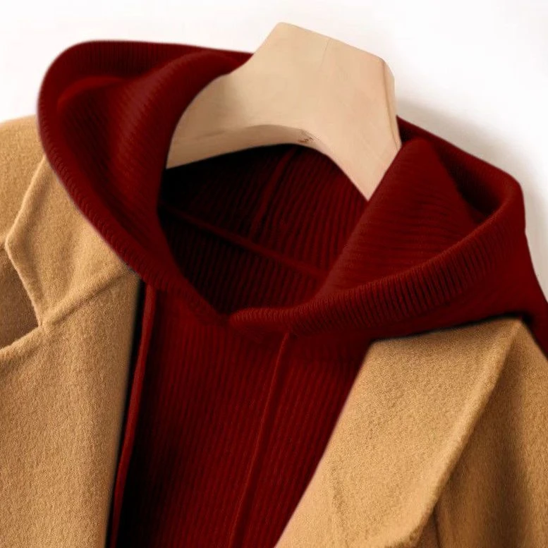 100%正品正品~连帽羊毛衫秋冬新款加厚带帽针织衫毛衣宽松上衣