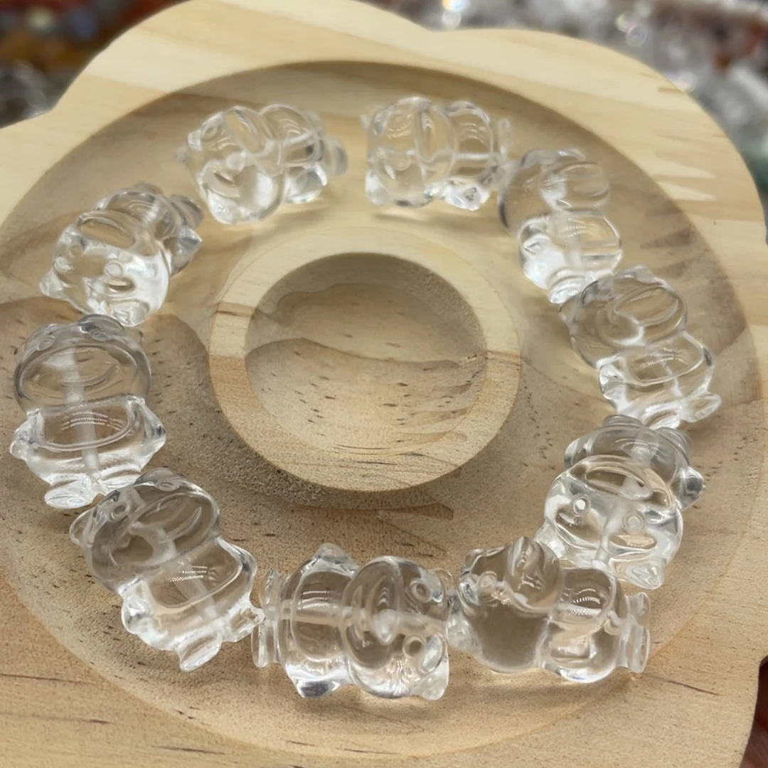 玛瑙/玉髓珠宝半成品未镶嵌白水晶草莓熊两颗