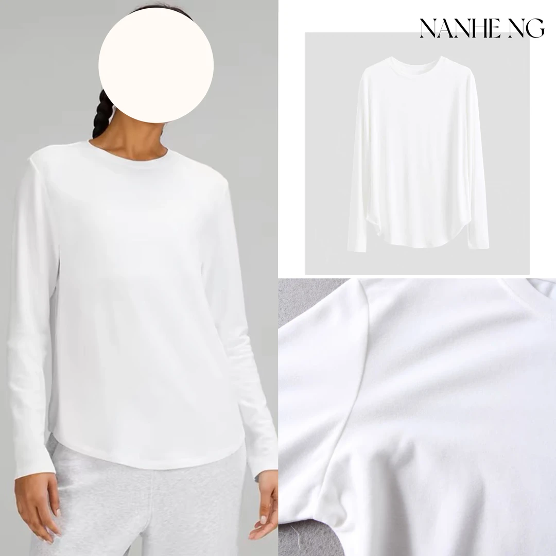 5303B女士莫代尔长袖套头衫打底百搭纯色简约修身时尚休闲春秋