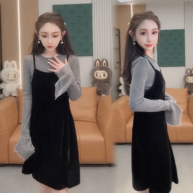 2025秋冬新款时尚显瘦气质网红高档套装女高级百搭宽松大码两件套