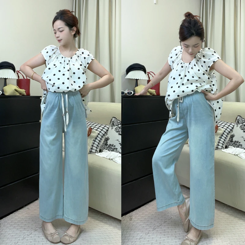 2025夏季薄款孕妇九分裤宽松百搭孕妇阔腿裤休闲外穿小个子孕妇裤