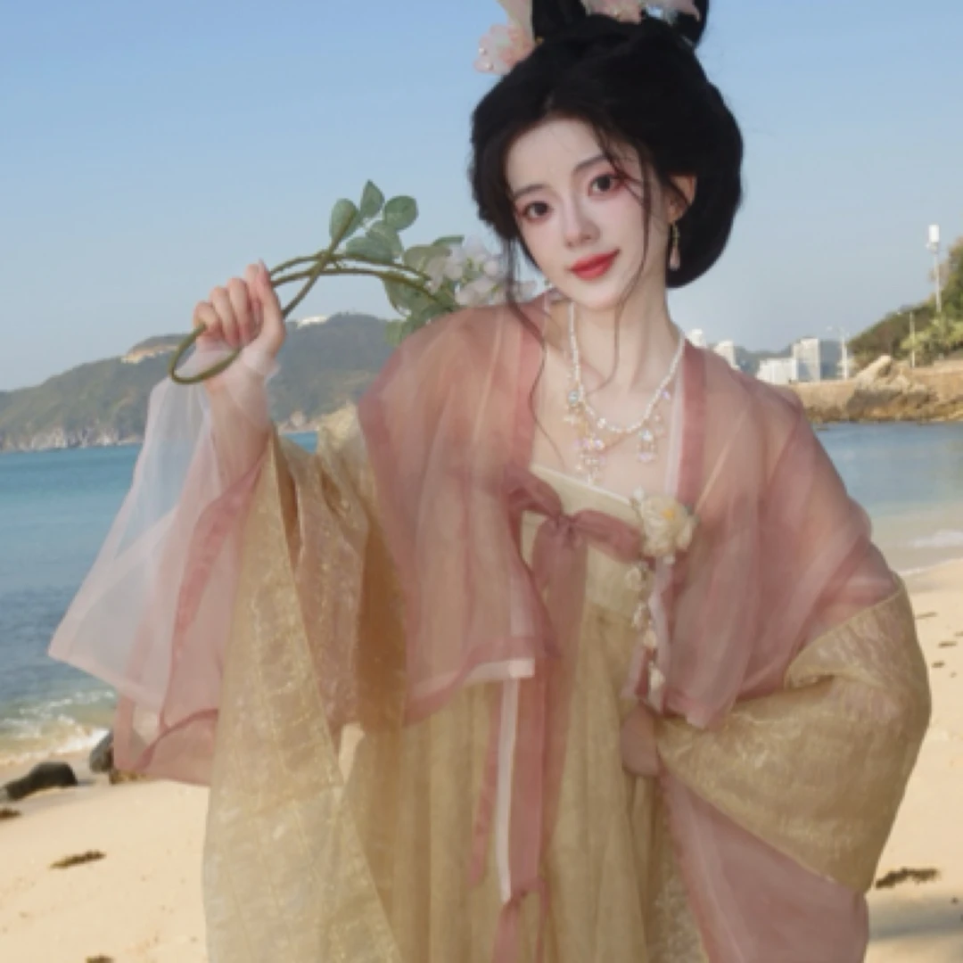 【朝桦庄】【娥黄柳】春夏齐胸套装飘逸一片式汉服