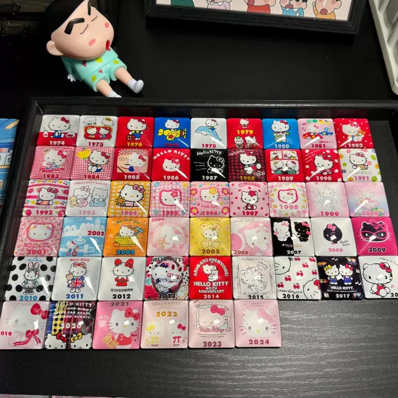 hello Kitty年份水晶冰箱贴KT时光宝盒纪念方形玻璃ins风磁吸贴