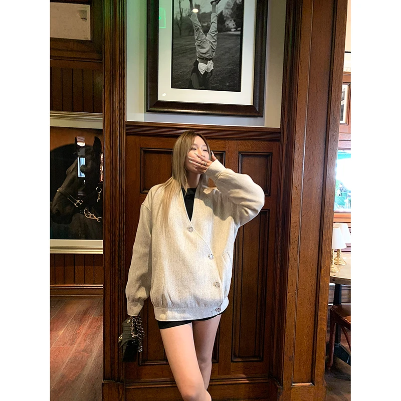 TA suki_春时月微 老钱感不规则斜门襟外套宽松廓形时髦百搭春款