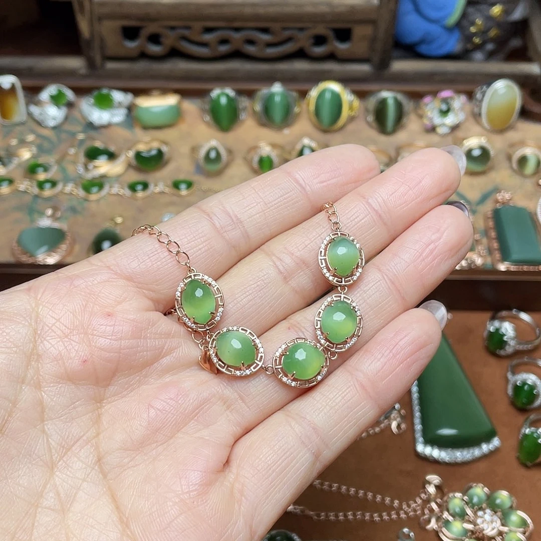 和田玉（碧玉）银S925镶嵌吊坠(不含链)