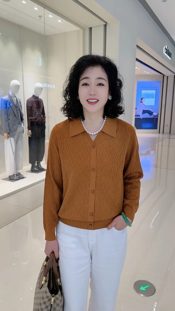 新款套头秋冬纯色女时尚洋气翻领极简风毛针织衫常规袖女装2517